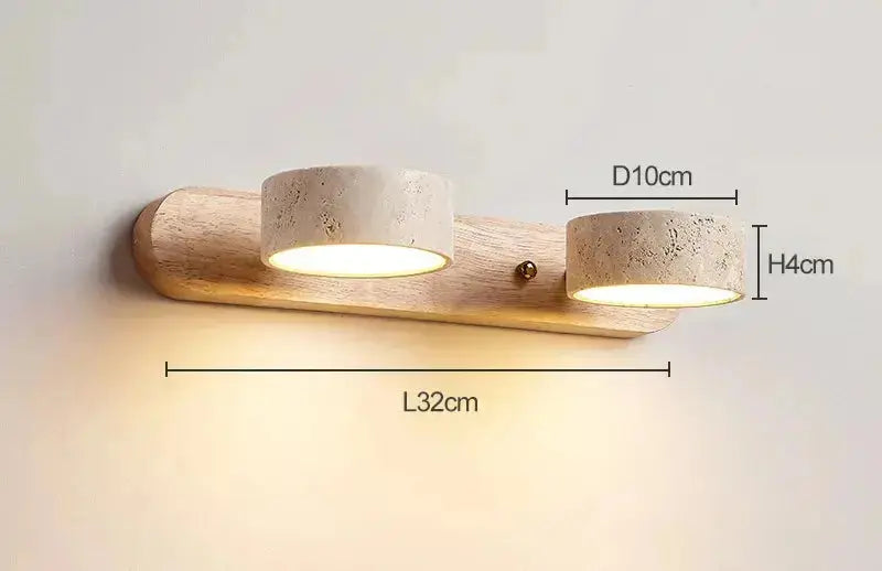 Japandi Travertine & Wood Rotatable Wall Lamp – Adelina lampasa.com