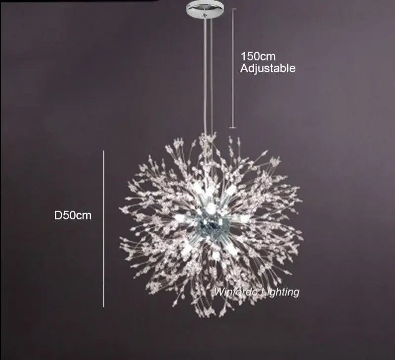 Modern Crystal Dandelion LED Pendant Lamp Oskar SPINGAR.COM