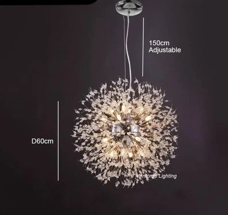 Modern Crystal Dandelion LED Pendant Lamp Oskar SPINGAR.COM