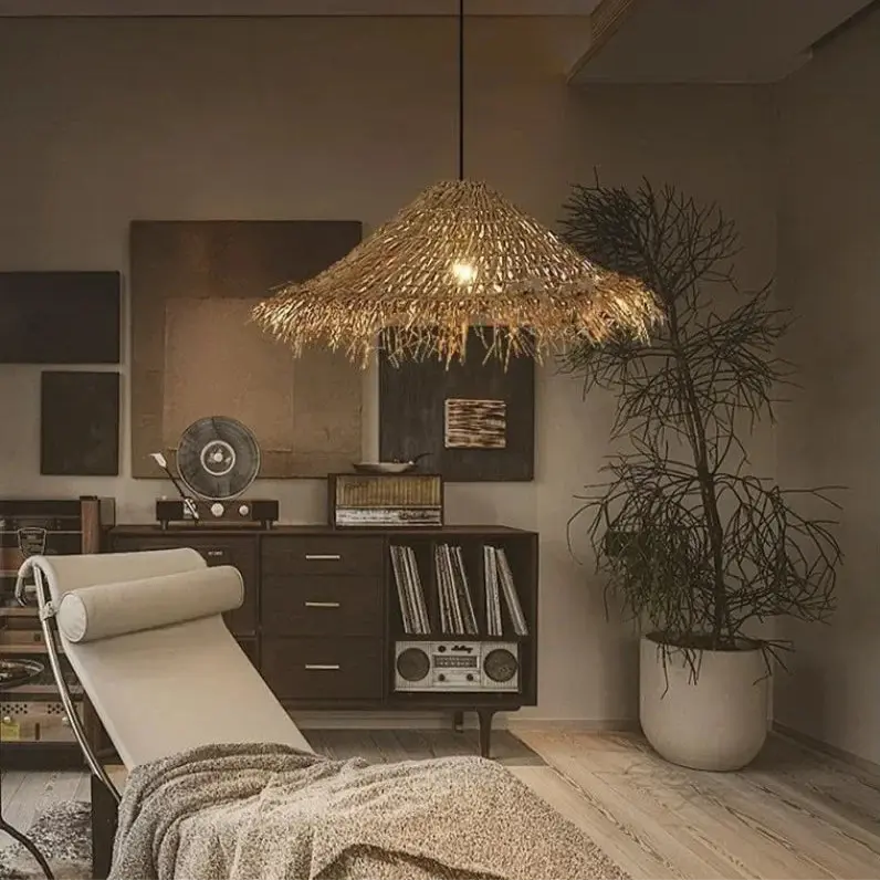 Henrick – Handmade Rattan LED Pendant Light for Natural and Boho Interiors Kozyled.com
