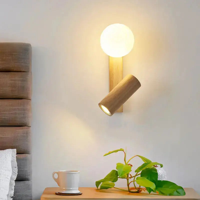 Nordic wooden swivel LED spotlight wall lamp – Elvyn Lampasa.com