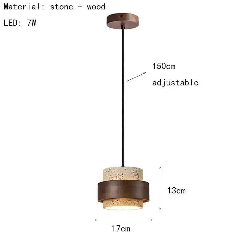 Josefin – Natural Stone & Wood LED Pendant Lamp Lampasa.com