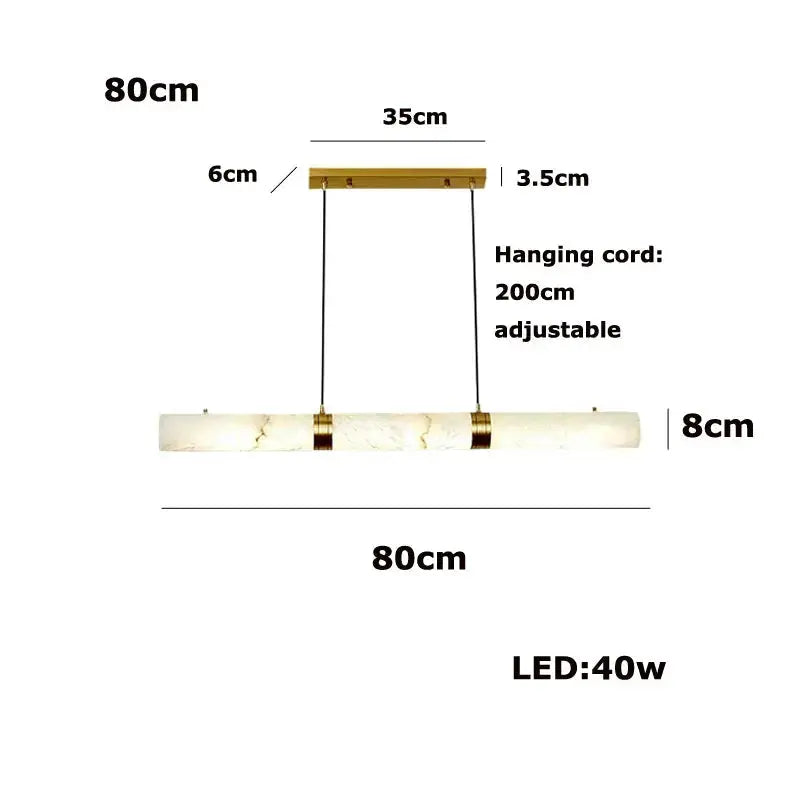 Albert – Dimmable Linear LED Pendant Light with White Alabaster Marble Design for Dining Tables and Bars Kozyled.com