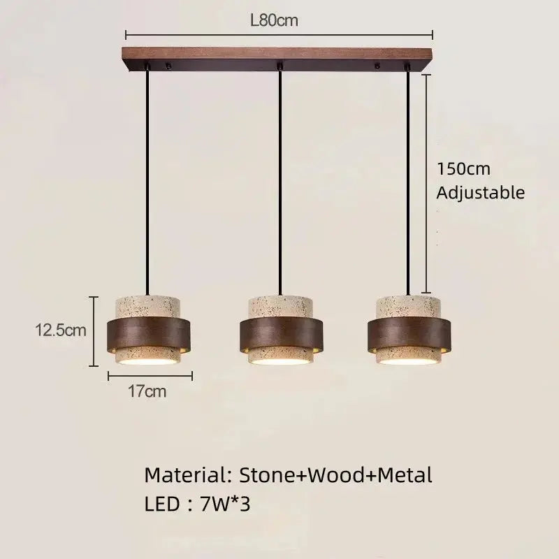 Josefin – Natural Stone & Wood LED Pendant Lamp Lampasa.com