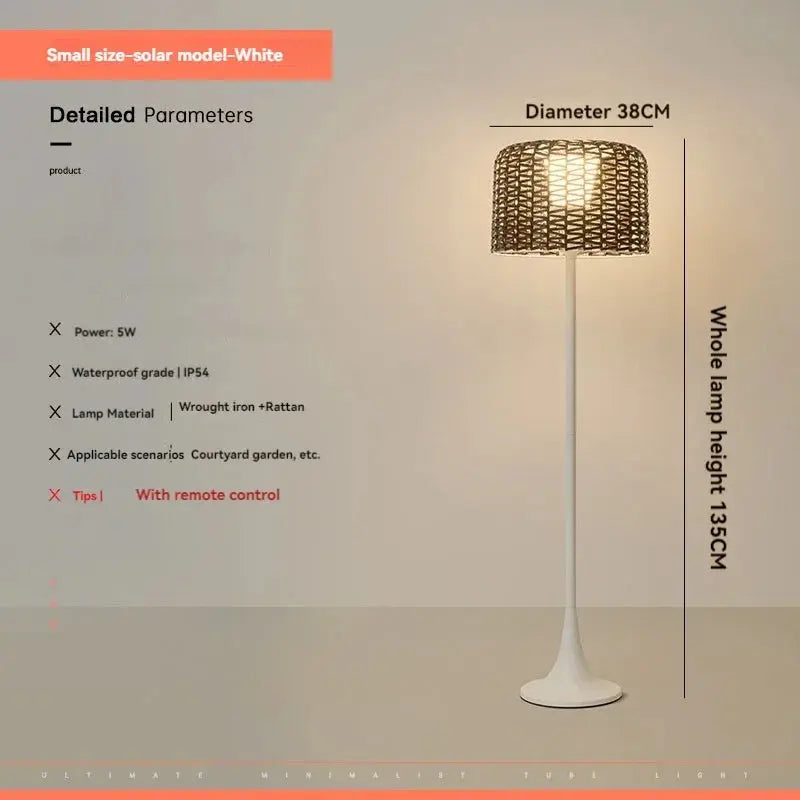 Jorunn – Waterproof IP54 Outdoor Solar LED Rattan Floor Lamp for Eco-Friendly Spaces Kozyled