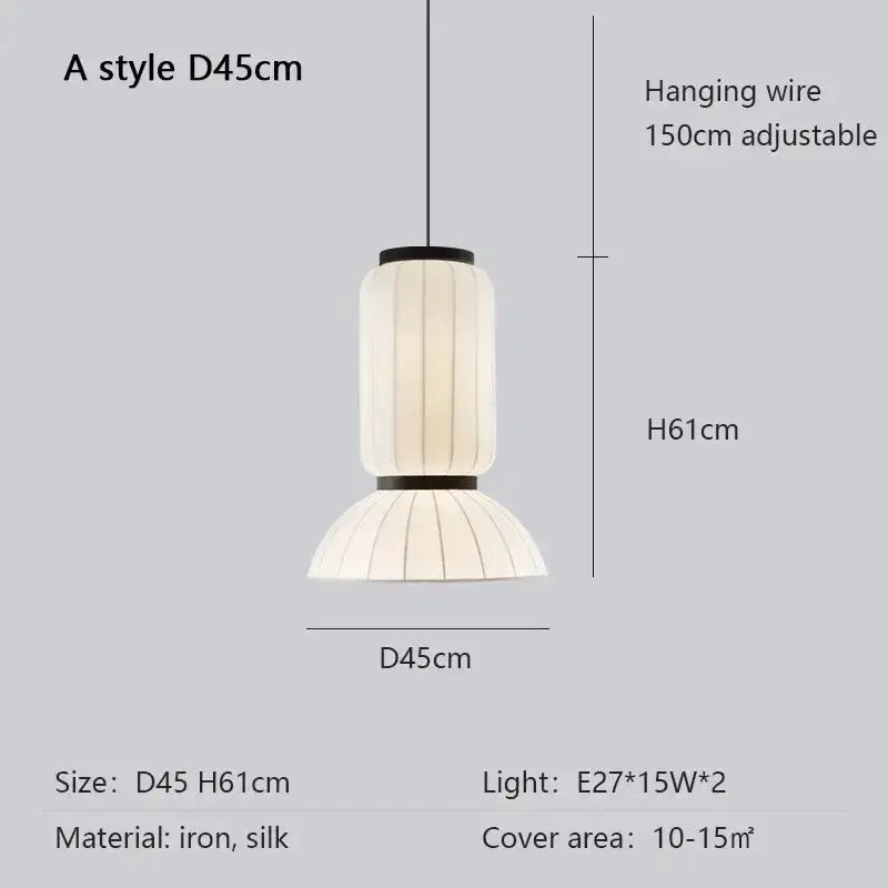 Japandi Silk Lantern LED Pendant Light – Yukari lampasa.com