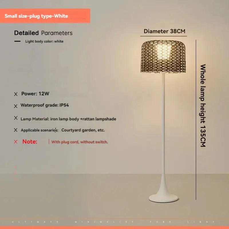 Jorunn – Waterproof IP54 Outdoor Solar LED Rattan Floor Lamp for Eco-Friendly Spaces Kozyled
