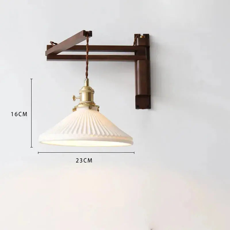 Roald – Japanese Retro LED Wall Lamp with Folding Design in Walnut Finish Lampasa.com