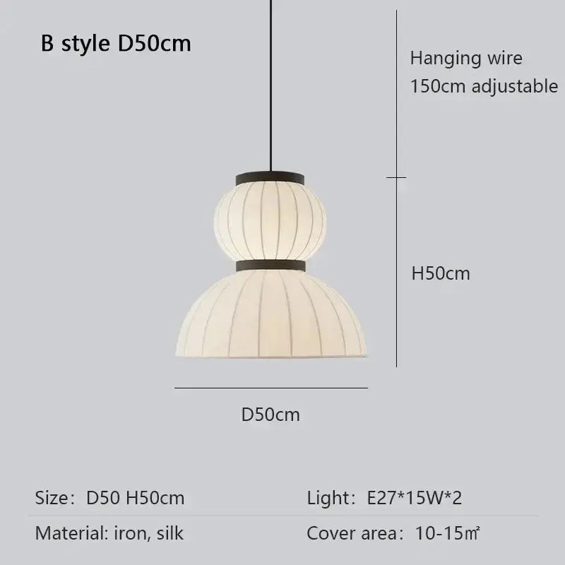 Japandi Silk Lantern LED Pendant Light – Yukari lampasa.com