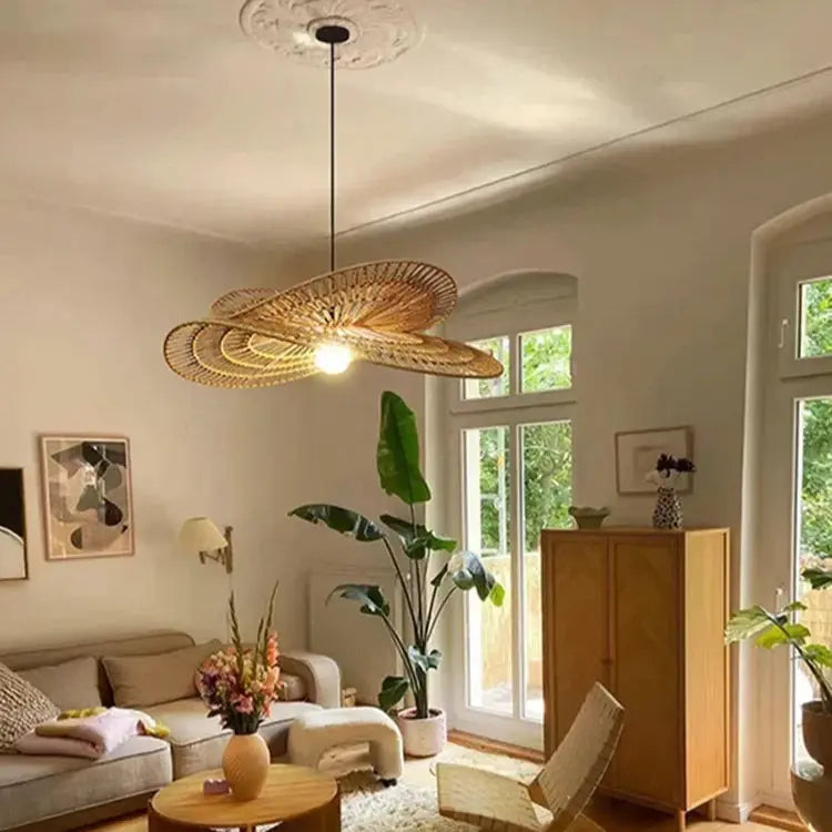 Greta – Handwoven Retro Rattan LED Pendant Light for Cozy Vintage Interiors Kozyled