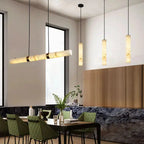 Albert – Dimmable Linear LED Pendant Light with White Alabaster Marble Design for Dining Tables and Bars Kozyled.com