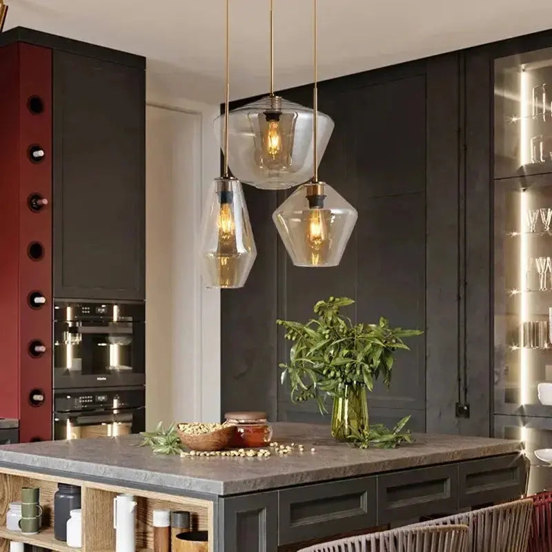 Orya – Artistic Modern Amber Glass LED Pendant Lamp Lampasa.com