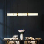 Albert – Dimmable Linear LED Pendant Light with White Alabaster Marble Design for Dining Tables and Bars Kozyled.com