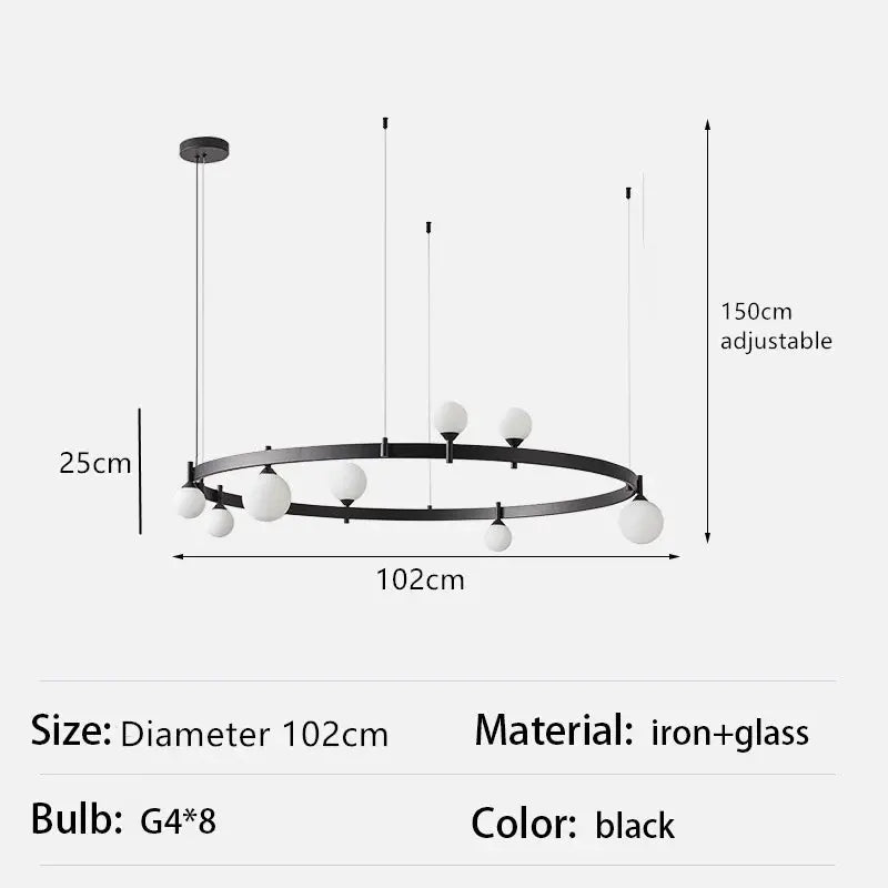 Gunnar – Round Frosted Glass LED Pendant Light with Black Finish for Dining Tables and Bars Kozyled.com