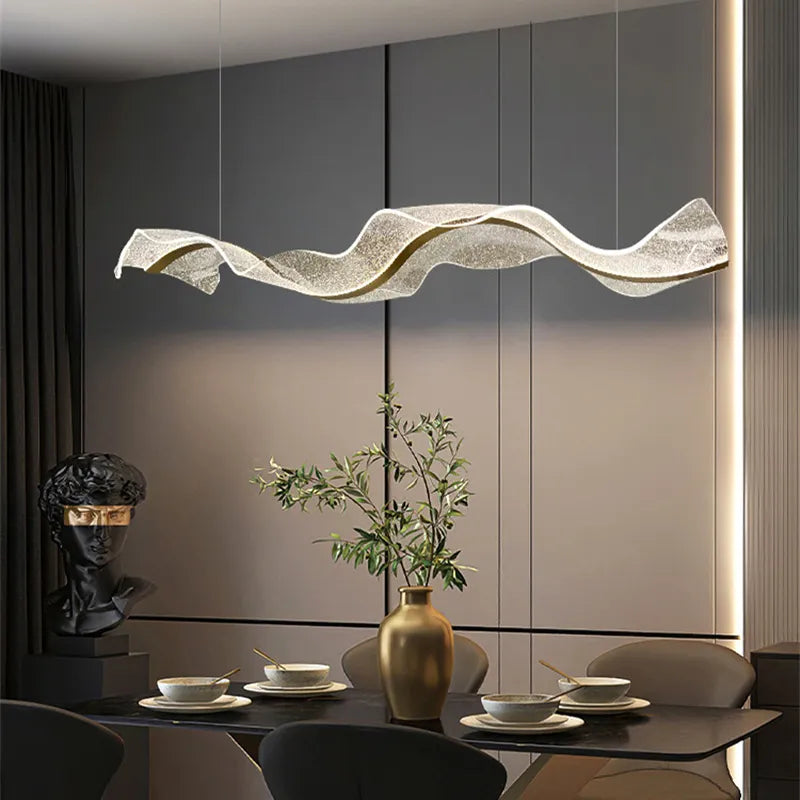Modern Dimmable Decorative Flat Wavy LED Kitchen Island/ Bar Lamp Thordis