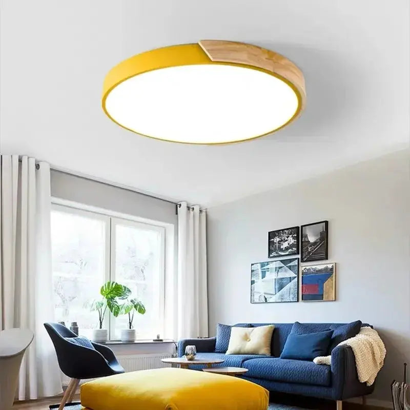 Aren – Modern LED Ceiling Lamp with Wooden Edge for Warm, Stylish Lighting Kozyled