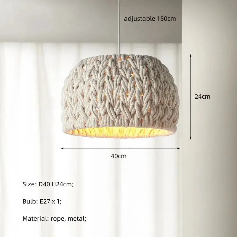 Unique Hand Knitted Rope Wabi Sabi LED Pendant Lamp Takara SPINGAR.COM