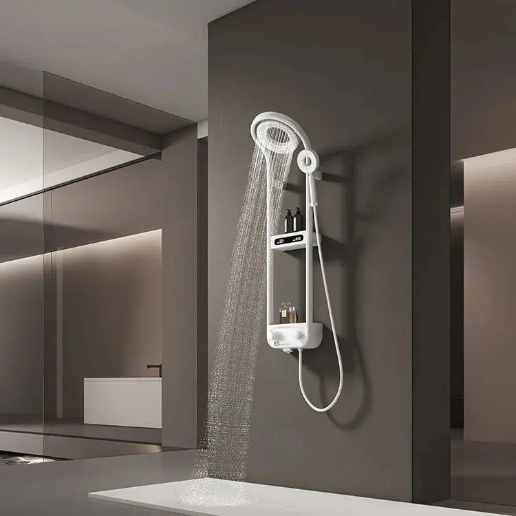 New Design Luxury Thermostatic Smart Rain Shower System with LED light, Digital Display and Swivel Shower Head SPINGAR.COM
