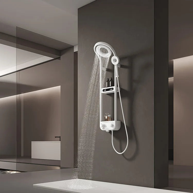 New Design Luxury Thermostatic Smart Rain Shower System with LED light, Digital Display and Swivel Shower Head