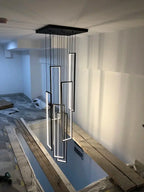 Scandinavian Design luxury Geometry LED Staircase Long Chandelier Sunniva SPINGAR.COM