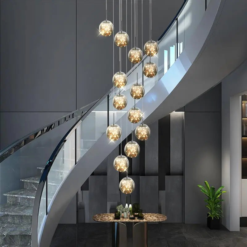 Lustre Suspendu LED à 15 Anneaux - Réglable Jusqu'à 3m, Télécommande, Variateur D'intensité Et Couleur - 3