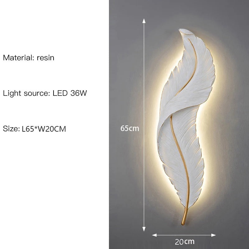 Dimmable Nordic Luxury Feather LED Wall Lamp Faddey