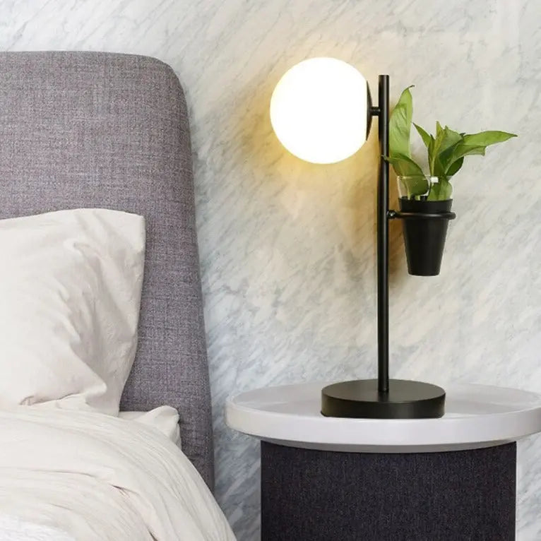 Modern Glass Ball And Plants LED Table Lamp Leif SPINGAR.COM