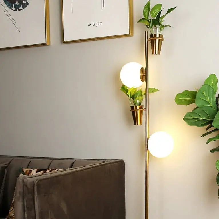 Modern Glass Ball And Plants LED Floor Lamp Leif SPINGAR.COM