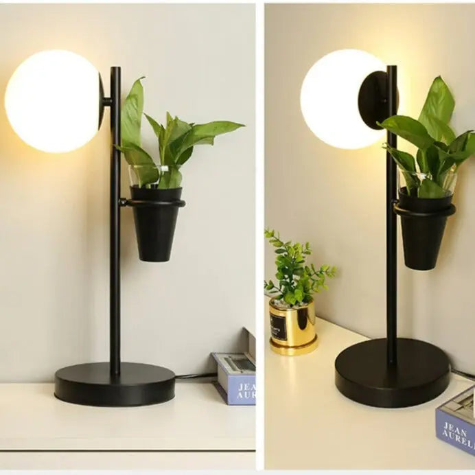Modern Glass Ball And Plants LED Table Lamp Leif SPINGAR.COM