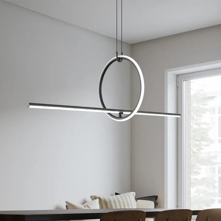 Post Modern Geometric Pattern LED Strip Kitchen Island Lamp Shelby SPINGAR.COM