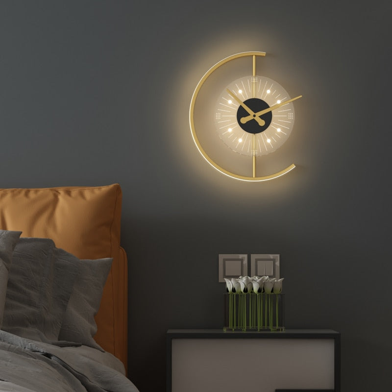 Uhr LED-Wandleuchte Valda (echte Uhr)
