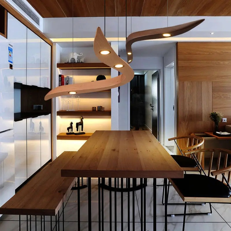 Solid Wood LED Island Pendant Lamp Paiman SPINGAR.COM