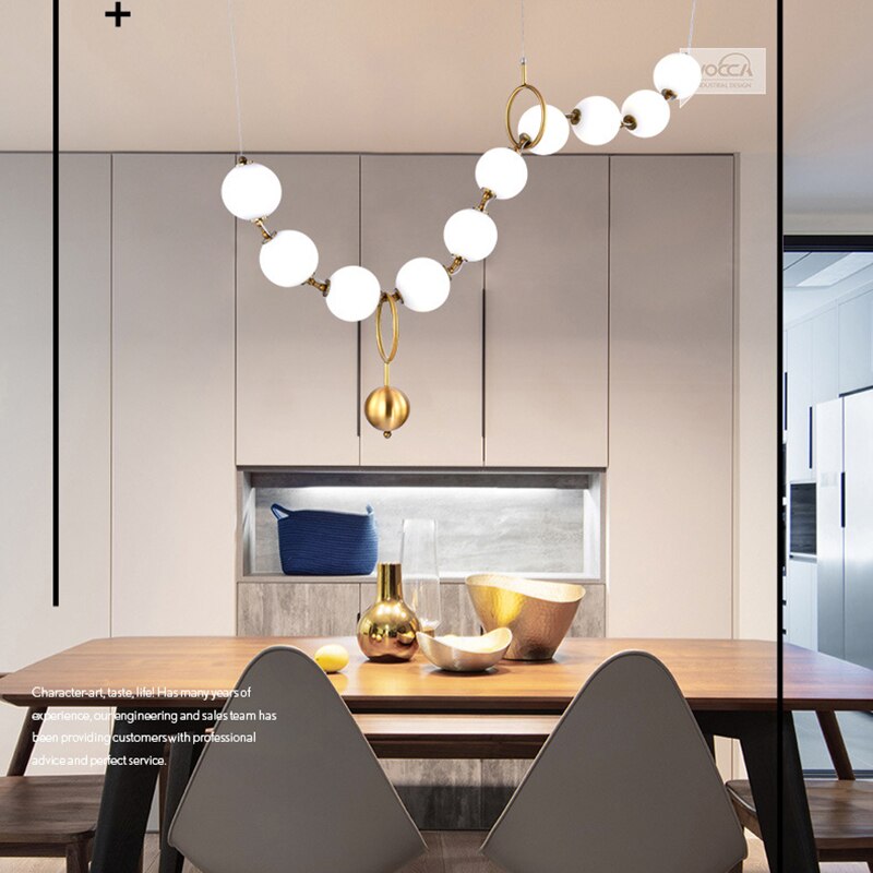 Postmoderne kettenförmige skandinavische Kücheninsel/Bar-LED-Lampe Herm