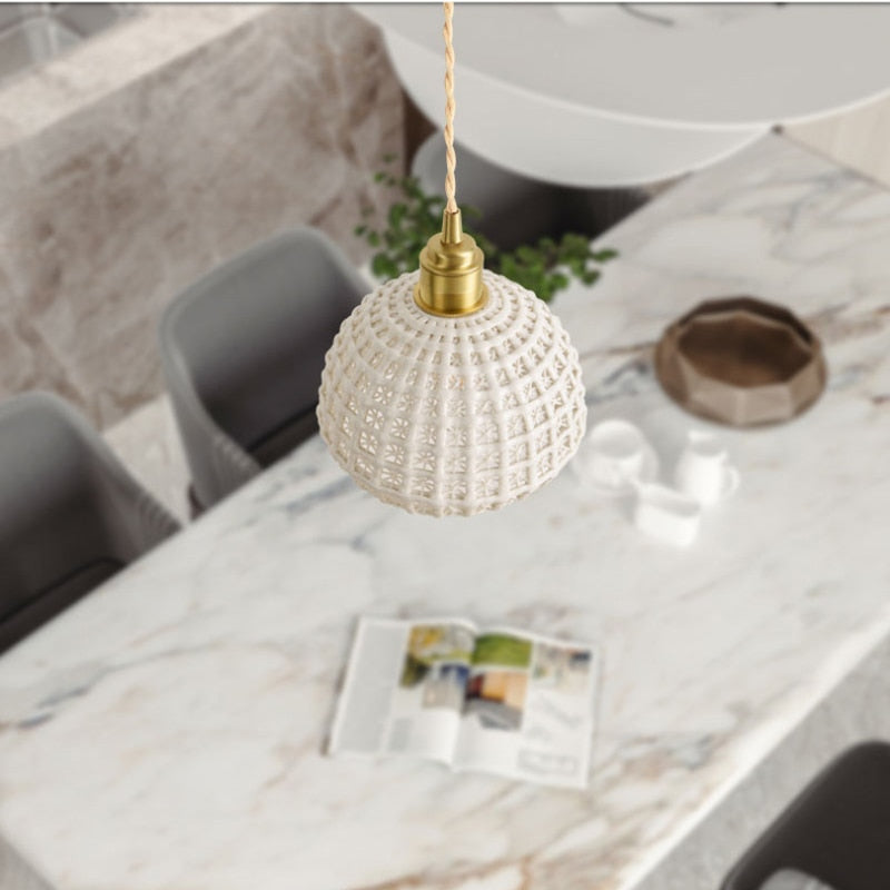Modern LED pendant lamp in ceramic style Agda