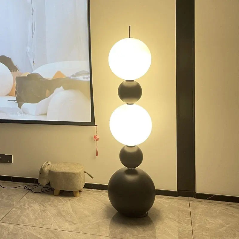 Roman Column Black Resin LED Floor Lamp Liv SPINGAR.COM
