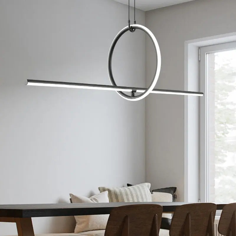 Post Modern Geometric Pattern LED Strip Kitchen Island Lamp Shelby SPINGAR.COM