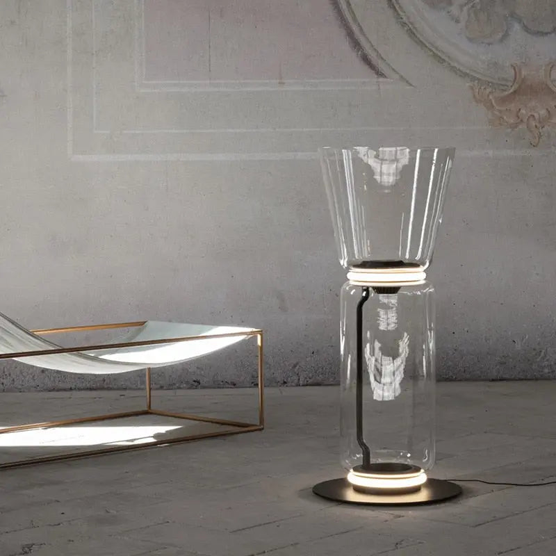 Postmodern Minimalist Transparent Glass Bamboo Design LED Floor Lamp Alma SPINGAR.COM