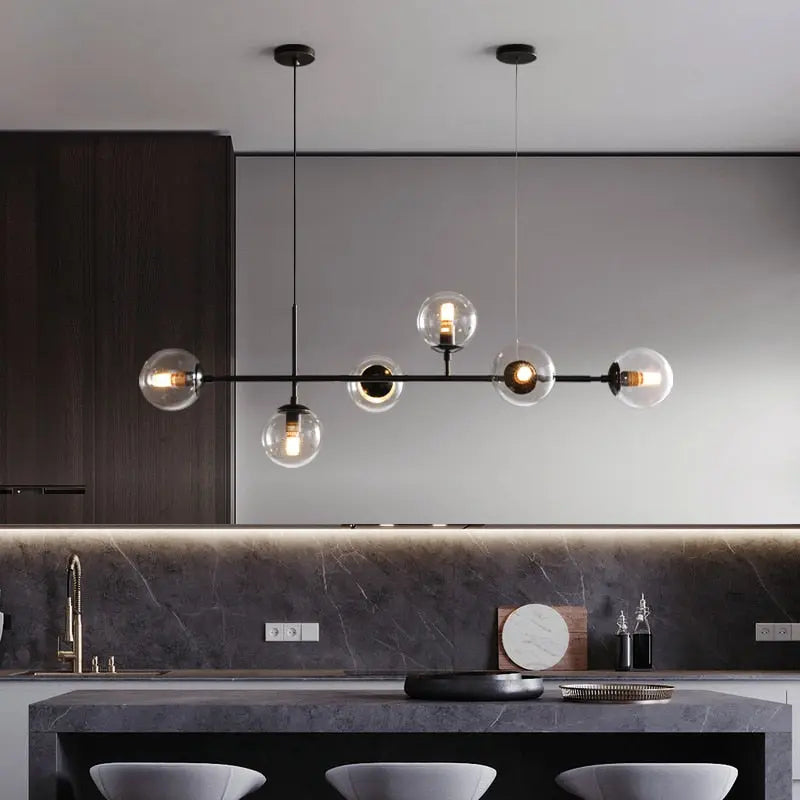 Modern Glass Ball LED  Island Pendant Lamp Natesa SPINGAR.COM