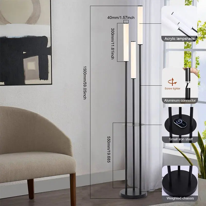 Dimmable Floor lamp Haakon ( With Storage Shelf ) SPINGAR.COM
