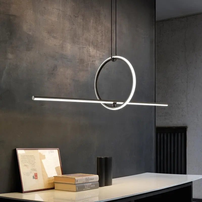 Post Modern Geometric Pattern LED Strip Kitchen Island Lamp Shelby SPINGAR.COM