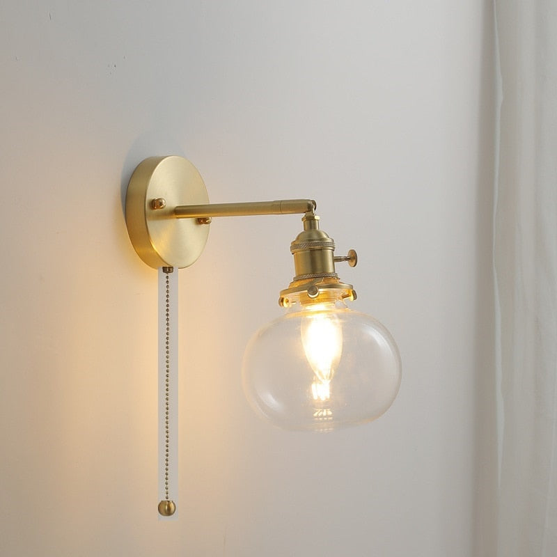 Pull Chain Glass Ball LED Wall Lamp Annbjørg