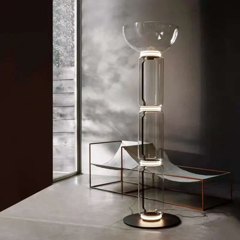 Postmodern Minimalist Transparent Glass Bamboo Design LED Floor Lamp Alma SPINGAR.COM