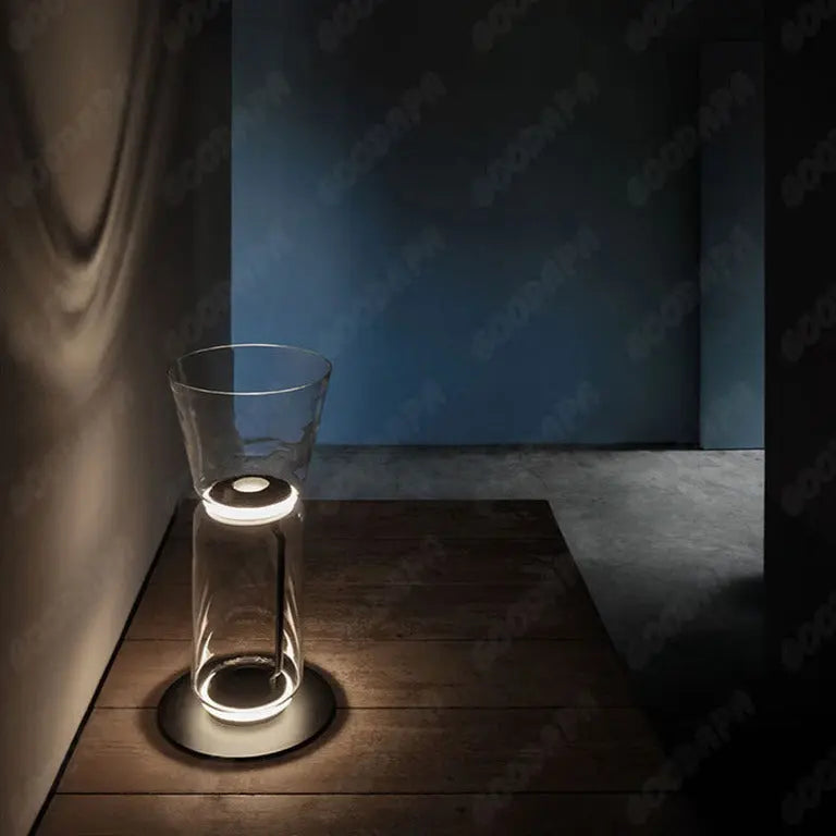 Postmodern Minimalist Transparent Glass Bamboo Design LED Floor Lamp Alma SPINGAR.COM