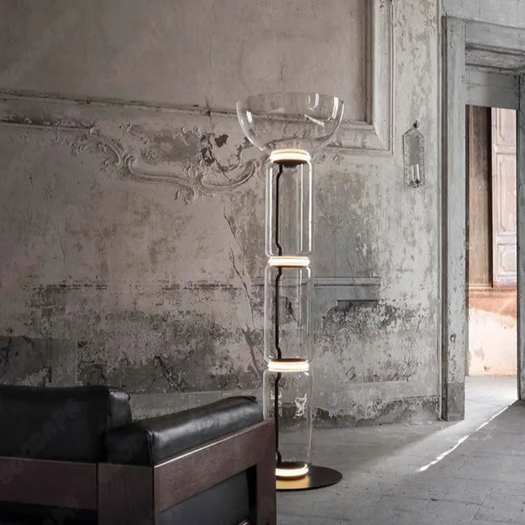 Postmodern Minimalist Transparent Glass Bamboo Design LED Floor Lamp Alma SPINGAR.COM