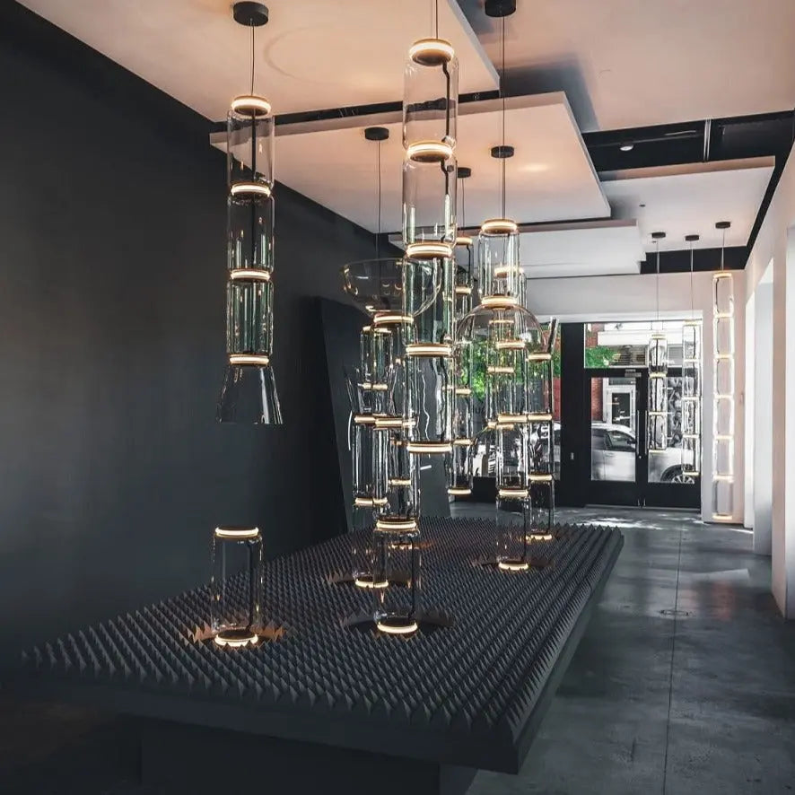 Postmodern Minimalist Transparent Glass Bamboo Design LED Floor Lamp Alma SPINGAR.COM