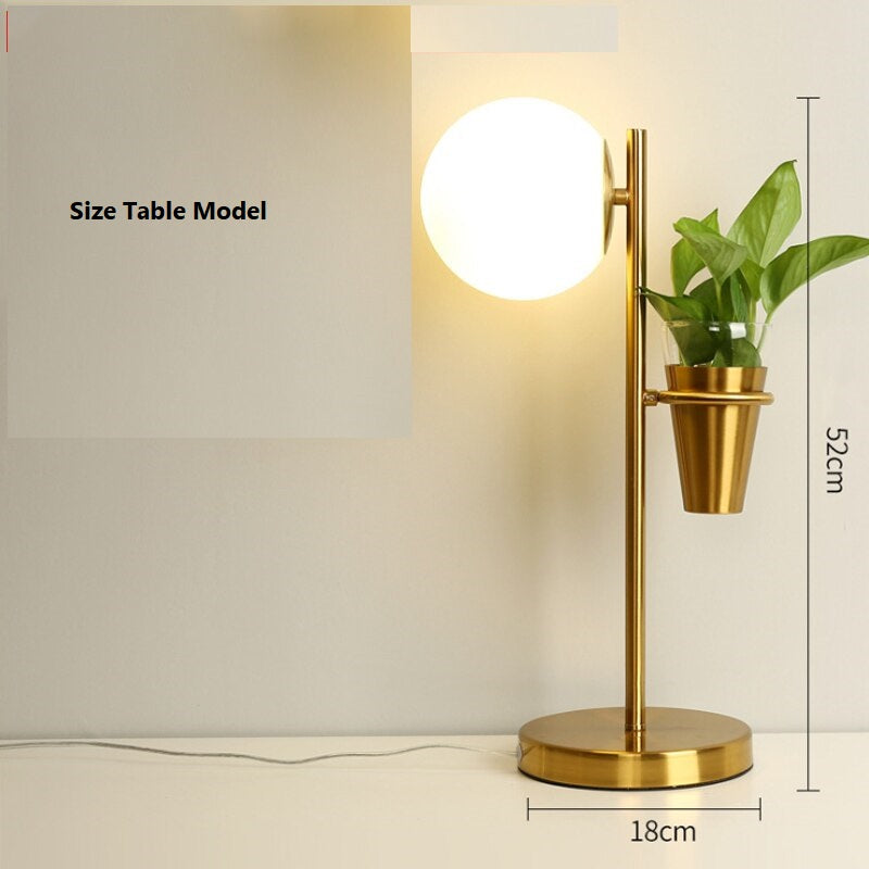 Modern Glass Ball And Plants LED Table Lamp Leif