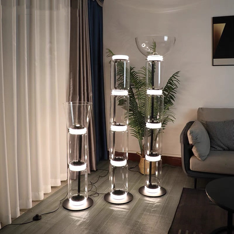 Postmodern Minimalist Transparent Glass Bamboo Design LED Floor Lamp Alma