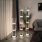 Postmodern Minimalist Transparent Glass Bamboo Design LED Floor Lamp Alma SPINGAR.COM
