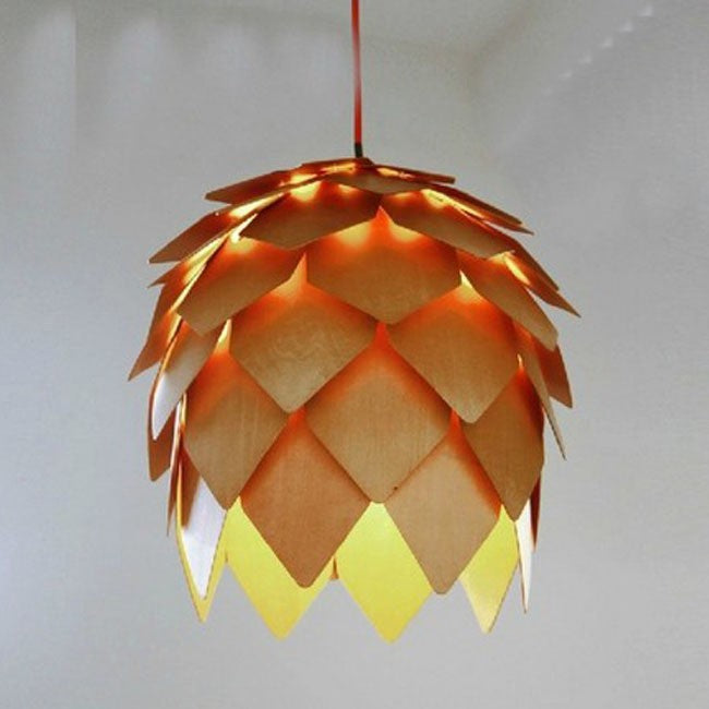 Handmade Wood LED Pendant Lamp Jaba