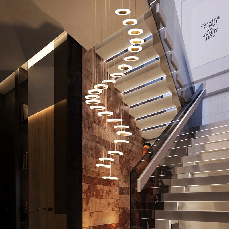 Modern Rotating LED Staircase Chandelier Nicole™